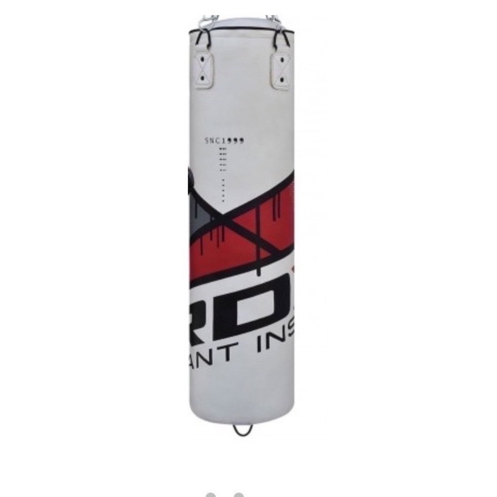 RDX F7 Ego 4ft Heavy Punching Bag Unfilled Maya Hide Leather White/Red NWT